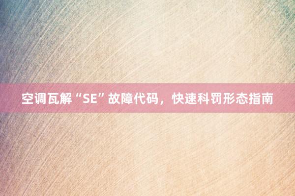 空调瓦解“SE”故障代码，快速科罚形态指南